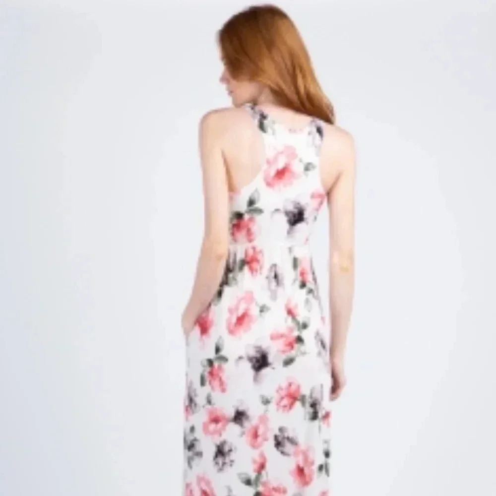 NewPink Blush Maxi Floral Maternity Dress - Picture 11 of 11